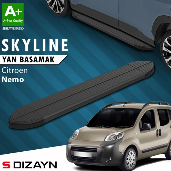 S-Dizayn Citroen Nemo Skyline Siyah Yan Basamak 173 Cm 2008-2017 A+ Kalite ürün görseli 1