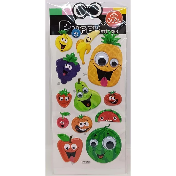 Bu-Bu Puffy Sticker Oynar Gözlü Meyveler 9x21 SWP-2102 ürün görseli 1