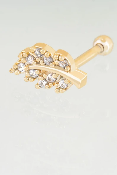 Sortie Aksesuar Yaprak Figürlü Zirkon Taşlı Tragus Küpe Piercing 003 ürün görseli 1