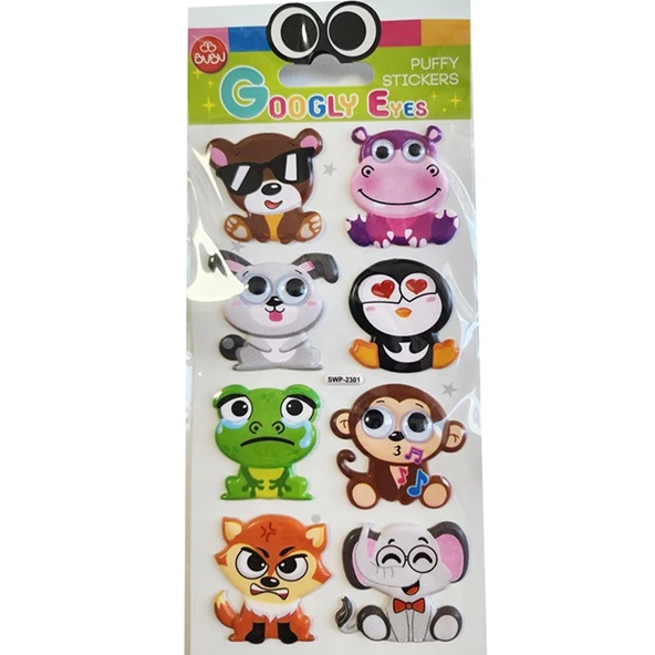 Bu-Bu Googly Eyes Puffy Sticker Krşk Hayvanlar 9x21 SWP-2301 ürün görseli 1