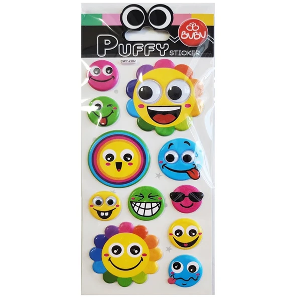 Bu-Bu Puffy Sticker Oynar Gözlü Gülen Çiçekler 9x21 SWP-2202 ürün görseli 1