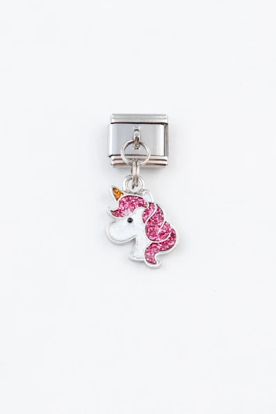 Sortie Aksesuar Unicorn Boynuzlu At Figürlü Zirkon Paslanmaz Çelik İtalyan Charm Bileklik Kişiselleştirme Eki Link ürün görseli 1