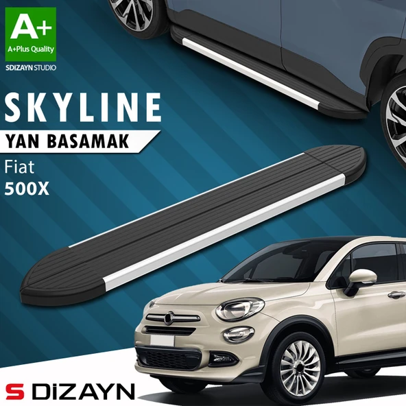 S-Dizayn Fiat 500X Skyline Aluminyum Yan Basamak 173 Cm 2014 Üzeri A+ Kalite ürün görseli 1