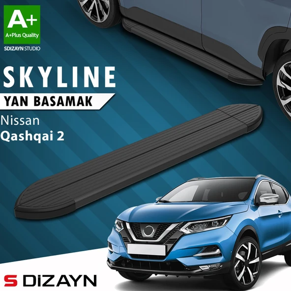 S-Dizayn Nissan Qashqai 2 Skyline Siyah Yan Basamak 173 Cm 2014-2021 A+ Kalite ürün görseli 1