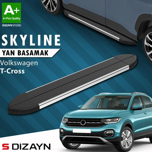 S-Dizayn VW T-Cross Skyline Krom Yan Basamak 173 Cm 2019-2023 A+ Kalite ürün görseli 1