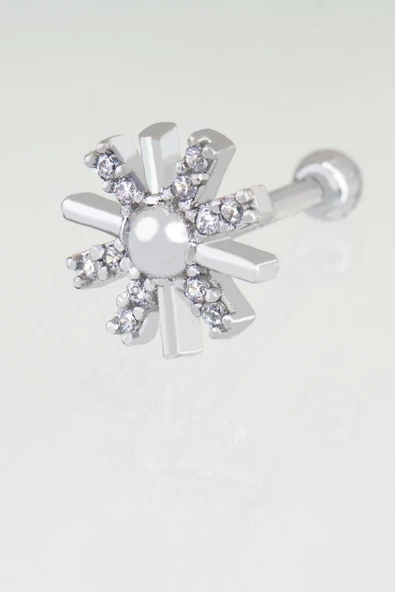 Sortie Aksesuar Çiçek Figürlü Zirkon Taşlı Tragus Küpe Piercing 002 ürün görseli 1