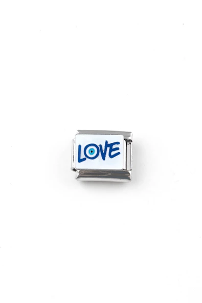 Sortie Aksesuar Nazar Boncuğu LOVE Figürlü Paslanmaz Çelik İtalyan Charm Bileklik Kişiselleştirme Eki Link 092 ürün görseli 1