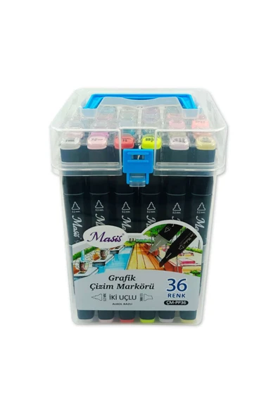 Masis Grafik Çizim Markör Kalemi Twin Çift Uçlu 0,2 Mm - 0,5 Mm 36 Renk Pp ÇM-PP36 ürün görseli 1