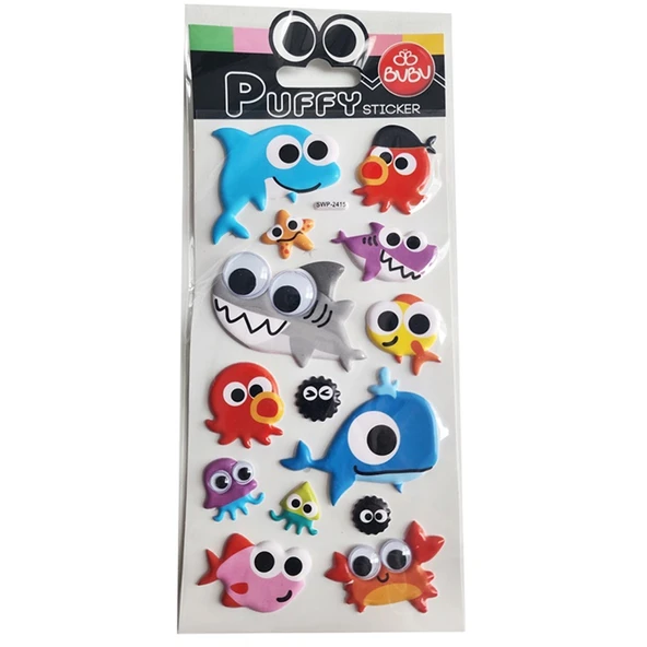 Bu-Bu Puffy Sticker Oynar Gözlü Şaşkın Balıklar 9x21 SWP-2415 ürün görseli 1