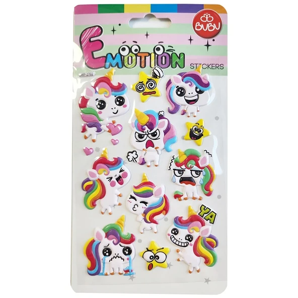 Bu-Bu Emotions Puffy Sticker Unicorn 10,9x20,5 SWP-2702 ürün görseli 1