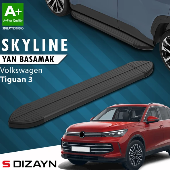 S-Dizayn VW Tiguan 3 Skyline Siyah Yan Basamak 183 Cm 2024 Üzeri A+ Kalite ürün görseli 1