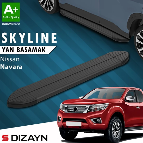 S-Dizayn Nissan Navara 3 Skyline Siyah Yan Basamak 203 Cm 2015 Üzeri A+ Kalite ürün görseli 1