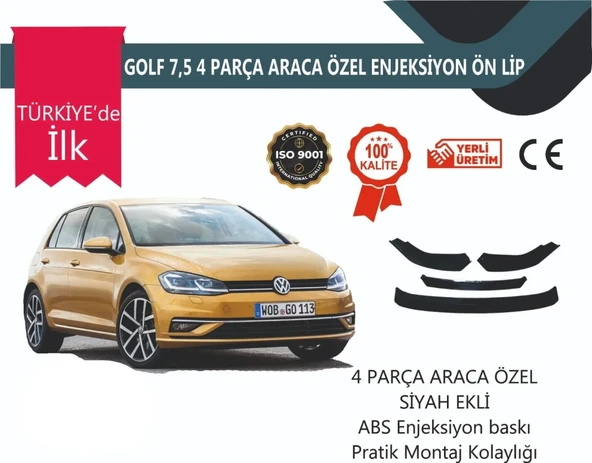 Vw Golf 7.5 3 Parça Ön Lip Siyah - Resim 2