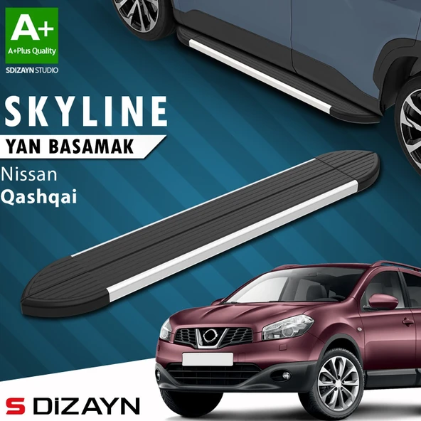 S-Dizayn Nissan Qashqai Skyline Aluminyum Yan Basamak 173 Cm 2007-2014 A+ Kalite ürün görseli 1