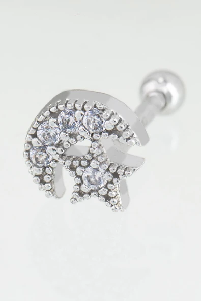 Sortie Aksesuar Ay Yıldız Ve Hilal Figürlü Zirkon Taşlı Tragus Küpe Piercing 020 ürün görseli 1