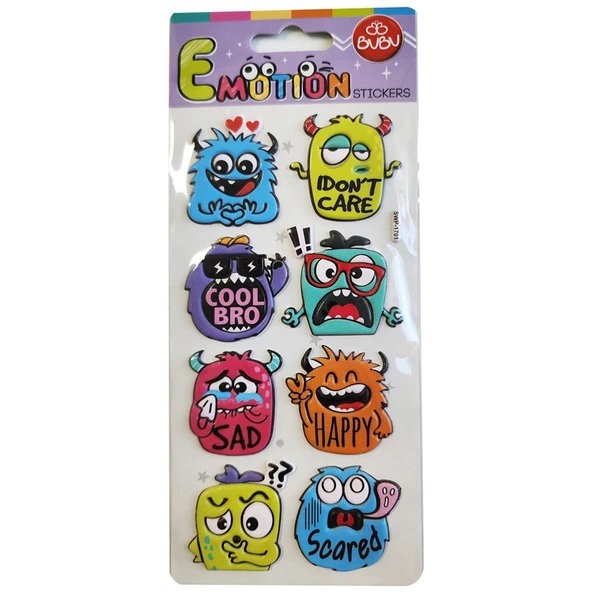 Bu-Bu Emotions Puffy Sticker Monsters 9x21 SWP-1701 ürün görseli 1