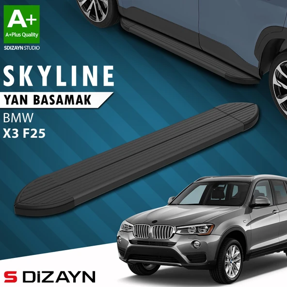 S-Dizayn Bmw X3 F25 Skyline Siyah Yan Basamak 193 Cm 2010-2017 A+ Kalite ürün görseli 1