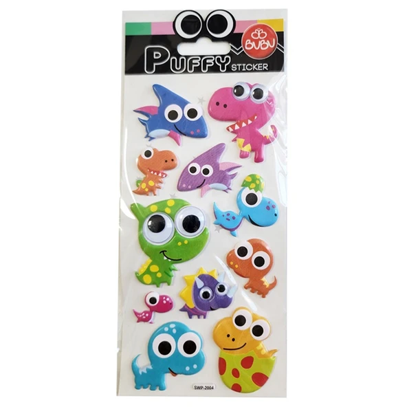 Bu-Bu Puffy Sticker Oynar Gözlü Dinazorlar 9x21 SWP-2004 ürün görseli 1