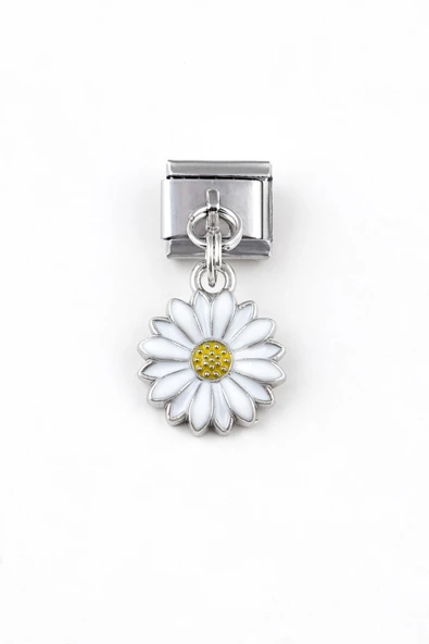 Sortie Aksesuar Papatya Çiçek Figürlü Paslanmaz Çelik Italyan Charm Bileklik Kişiselleştirme Eki Link 077 ürün görseli 1