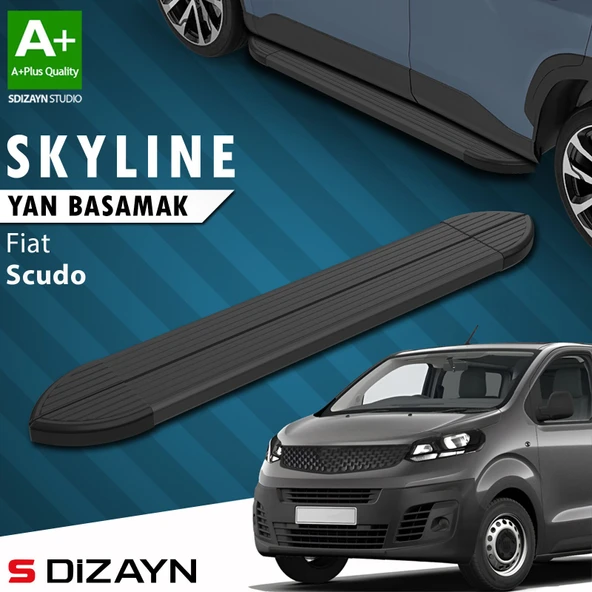 S-Dizayn Fiat Scudo 3 Skyline Siyah Yan Basamak 213 Cm 2020 Üzeri A+ Kalite ürün görseli 1