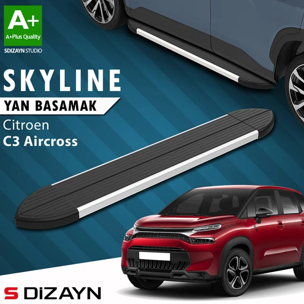 S-Dizayn Citroen C3 Aircross Skyline Aluminyum Yan Basamak 183 Cm 2017-2024 A+ Kalite ürün görseli 1
