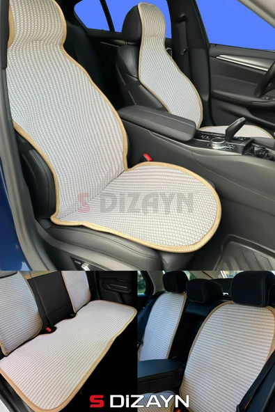 S-Dizayn Oto Koltuk Koruyucu Kılıf Set Krem Universal 2+3 Parça Ön Arka ürün görseli 1