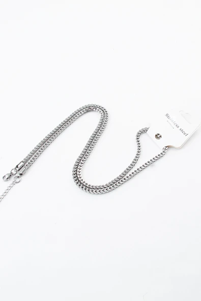 Sortie Aksesuar Orta Kalın Burgu Zincirli Paslanmaz Çelik Unisex 42+4cm Erkek Kolye ürün görseli 1