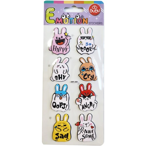 Bu-Bu Emotions Puffy Sticker Rabbit - Message 9x21 SWP-1904 ürün görseli 1