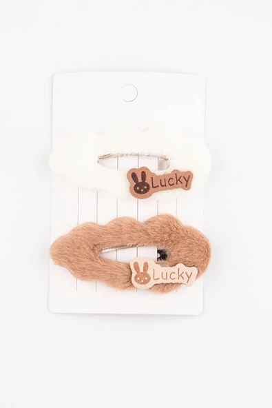 Sortie Aksesuar Lucky Tavşan Figürlü Kürk dokulu 2'li Çıtçıt Toka Kombini 005 ürün görseli 1