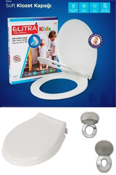 Elitra Slow Kids Klozet Kapağı Çocuk Adaptörlü Çocuklara Uygun Yuvarlak Model Üstten Sıkmalı-2 ürün görseli 1