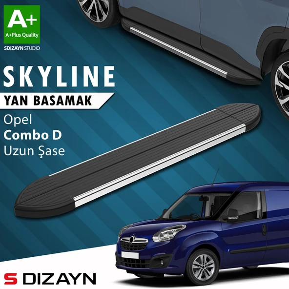 S-Dizayn Opel Combo D Uzun Şase Skyline Krom Yan Basamak 223 Cm 2011-2015 A+ Kalite ürün görseli 1