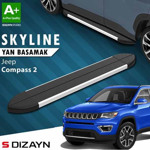S-Dizayn Jeep Compass 2 Skyline Aluminyum Yan Basamak 173 Cm 2017 Üzeri A+ Kalite ürün görseli 1