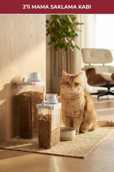 2'li Sızdırmaz Kedi Köpek Mama Saklama Kabı 2300 ml ve 2800 ml ürün görseli 1
