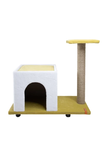 PUGALO Sarı Catnipli Kedi Evi Tırmalamalı Yataklı Sarı Kedi Evi Ve Yatağı ürün görseli 1