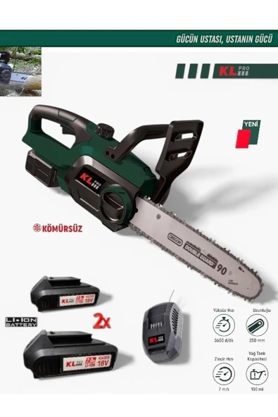 Klpro KLBOM36B-20 36V/2Ah. 355Mm Kömürsüz Şarjlı Zincirli Testere ürün görseli 1