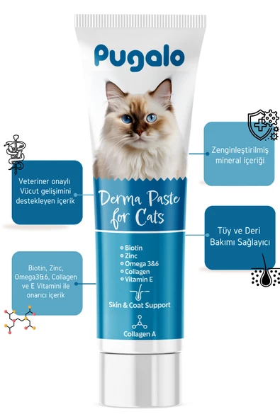 PUGALO Kedi Tüy Sağlı Macunu Çinko Ve Kolojen Içeren Derma Paste ürün görseli 1