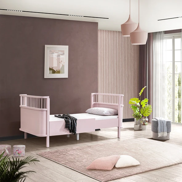 Mdf Beşik, Trend Büyüyen Beşik - Pembe 1 Adet Comfort Yatak 90x130  Pembe ürün görseli 1