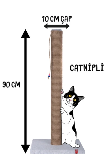 PUGALO 90cm Catnipli Kalın Borulu Dev Tırmalama Tahtası Gri ürün görseli 1