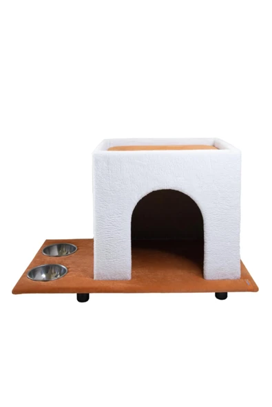PUGALO Kedi Köpek Evi Mama Su Taslı Catnipli Yataklı Geniş Kedi Ve Köpek Evi ürün görseli 1
