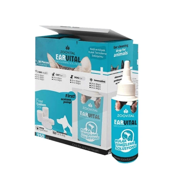 Zoovital Ear Vital Pamuk Hediyeli Kulak Temizleme Solüsyonu 150 ml ürün görseli 1