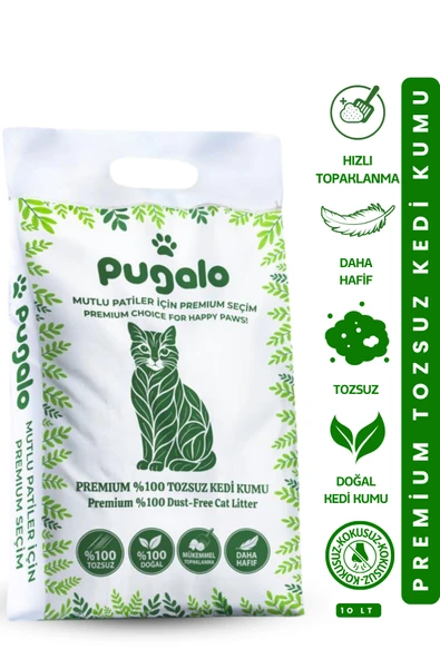 PUGALO Tozsuz Naturel Kedi Kumu Premium Koku Hapseden Topaklanan Çok Katmanlı Kedi Kumu 10LT ürün görseli 1