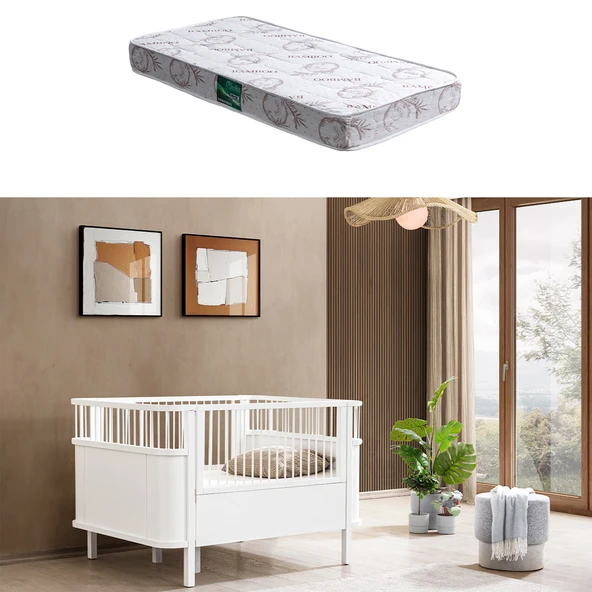 Mdf Beşik, Trend Büyüyen Beşik - Pembe 1 Adet Comfort Yatak 90x130  beyaz ürün görseli 1