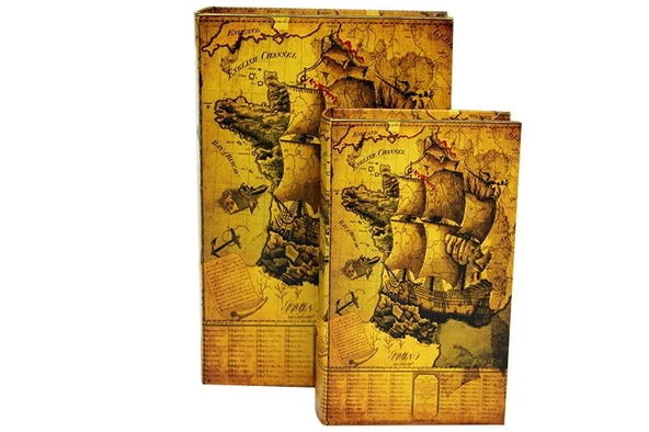 Kutu Kitap Harita 2'li Set Dekoratif Hediyelik ürün görseli 1