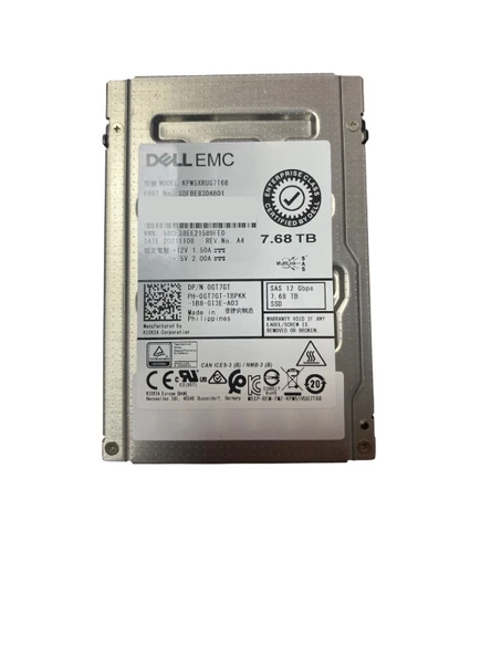 DELL EMC 7.68TB 12G RI SAS 2.5'' Sunucu SSD KPM5XRUG7T68 0GT7GT ürün görseli 1