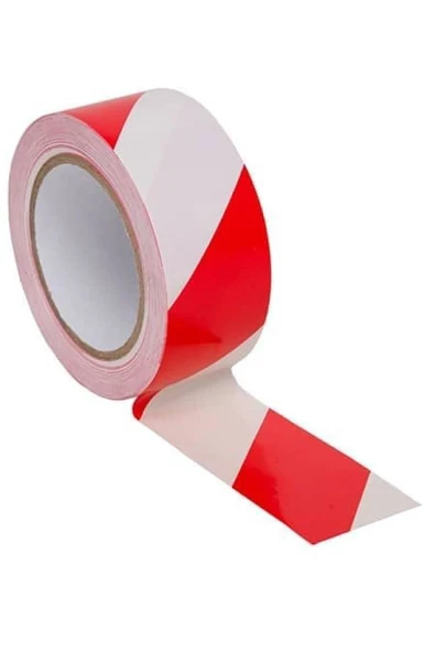 Ennalbur Yer İşaretleme Bandı Kırmızı Beyaz 50 mm 30 Metre ürün görseli 1