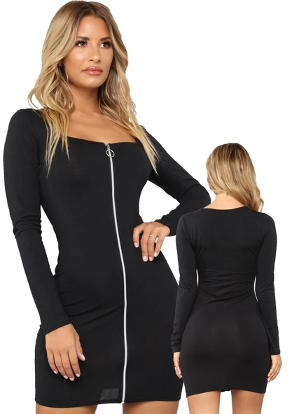 Fermuarlı Mini Elbise ürün görseli 1