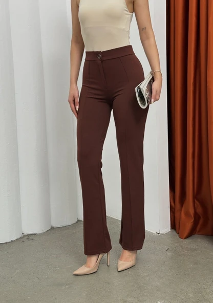 Düğmeli zzo pantolon kahve p170091 ürün görseli 1