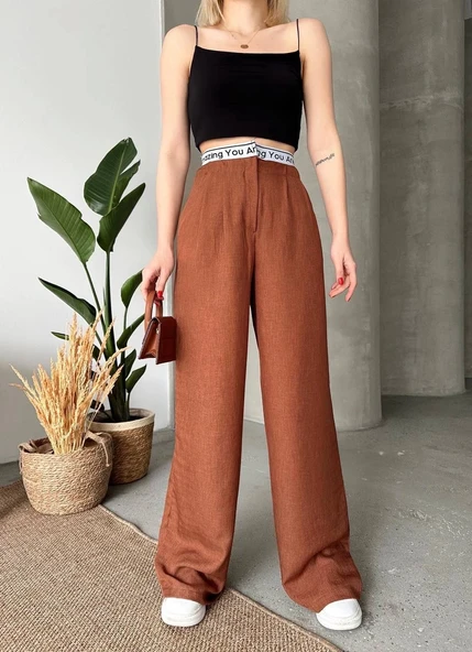 Flamlı kahve pantolon - Resim 4