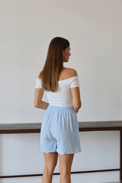 Müslin kumaş şort bağcıklı mi pt - Resim 5