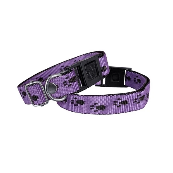 Köpek Tasması Patili Dokuma 2 cm - Min: 30 cm - Max: 50 cm Mor ürün görseli 1